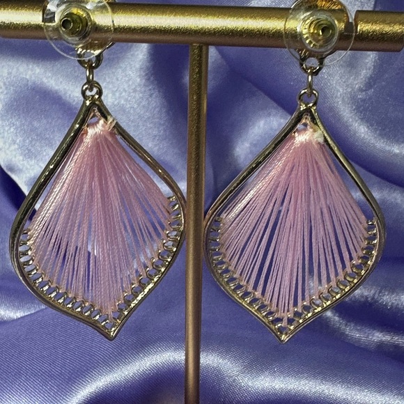 Pink & Gold Boho Drop Earrings – Statement Dangle Jewelry NWT - Picture 10 of 13